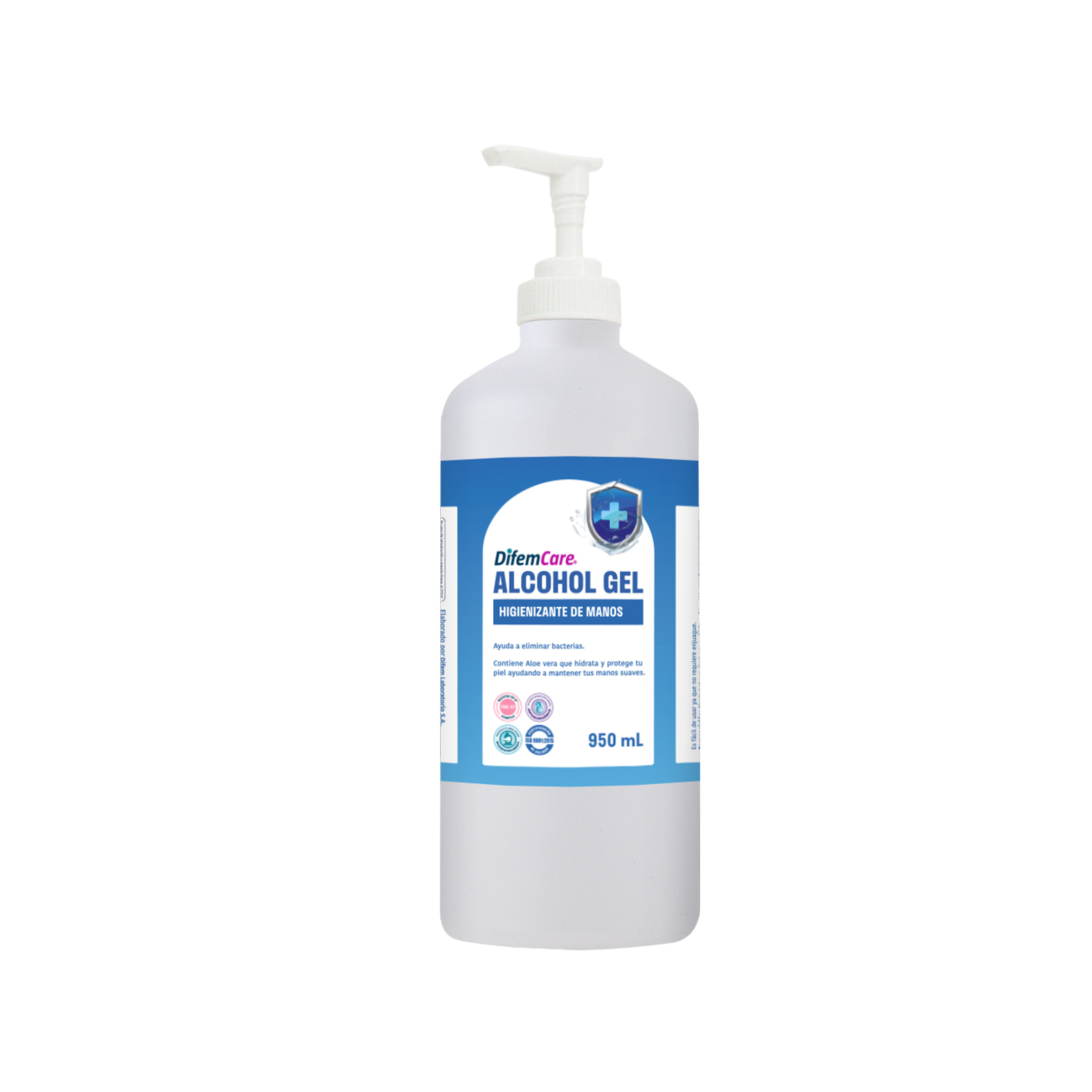 Higienizante de manos formulado con Alcohol gel 70° y Aloe Vera que hidrata y protege la piel, ayudando a mantener las manos suaves. No requiere enjuague.